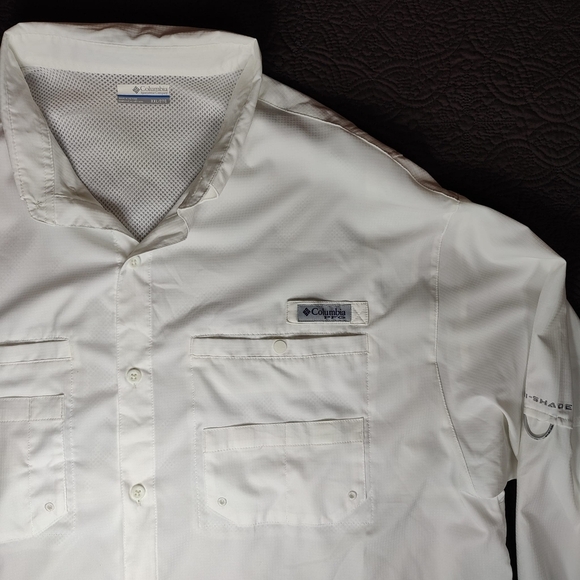 Columbia PFG Long Sleeve Fishing Vented Shirt Mens 2XL Solid White Tamiami - Picture 5 of 15
